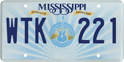 MS license plate WTK221