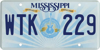 MS license plate WTK229