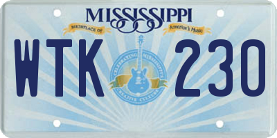 MS license plate WTK230