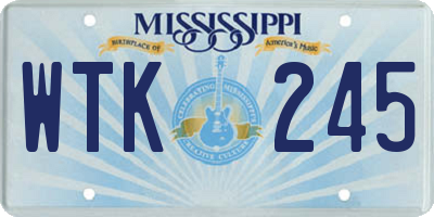 MS license plate WTK245