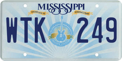 MS license plate WTK249