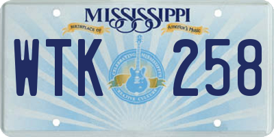 MS license plate WTK258