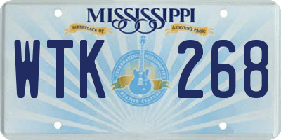 MS license plate WTK268
