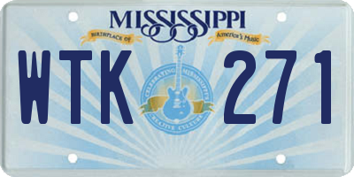MS license plate WTK271