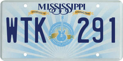 MS license plate WTK291