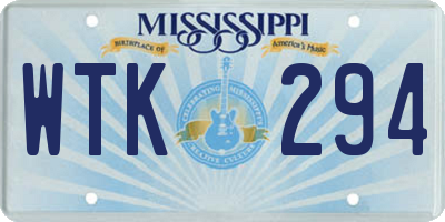 MS license plate WTK294