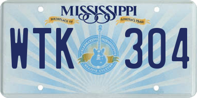 MS license plate WTK304
