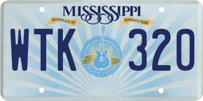 MS license plate WTK320