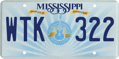 MS license plate WTK322