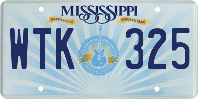 MS license plate WTK325