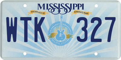 MS license plate WTK327