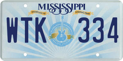 MS license plate WTK334