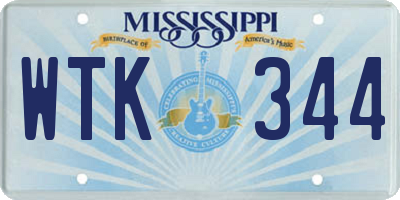 MS license plate WTK344