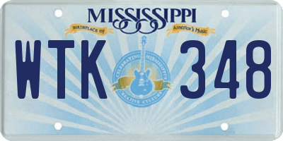 MS license plate WTK348