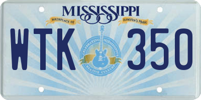 MS license plate WTK350