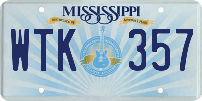 MS license plate WTK357