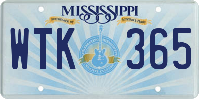 MS license plate WTK365