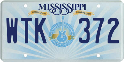 MS license plate WTK372