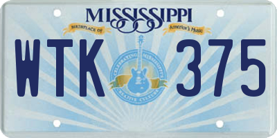 MS license plate WTK375