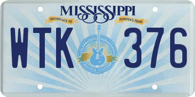 MS license plate WTK376