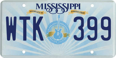MS license plate WTK399