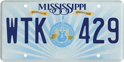 MS license plate WTK429