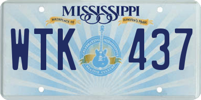 MS license plate WTK437