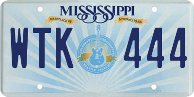 MS license plate WTK444