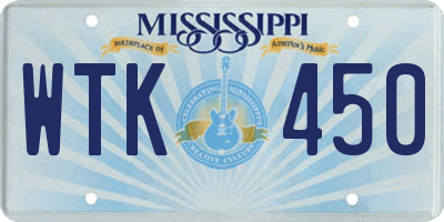 MS license plate WTK450