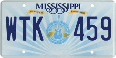 MS license plate WTK459