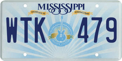 MS license plate WTK479