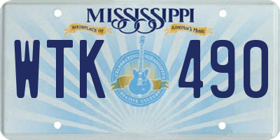 MS license plate WTK490