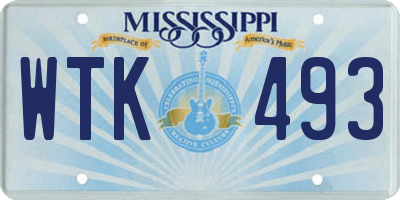 MS license plate WTK493