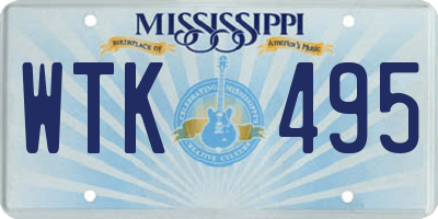 MS license plate WTK495