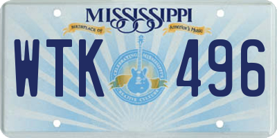 MS license plate WTK496