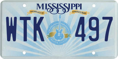MS license plate WTK497
