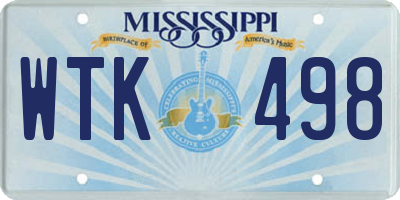 MS license plate WTK498