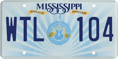 MS license plate WTL104
