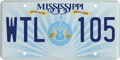 MS license plate WTL105
