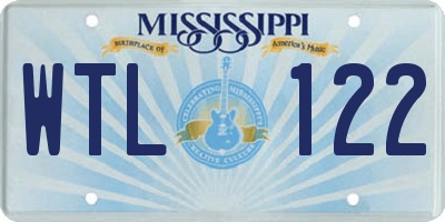 MS license plate WTL122