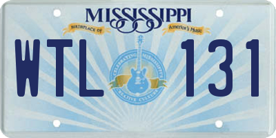 MS license plate WTL131