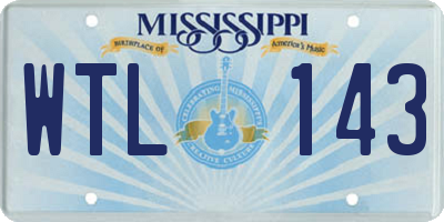MS license plate WTL143