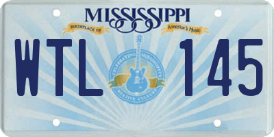 MS license plate WTL145