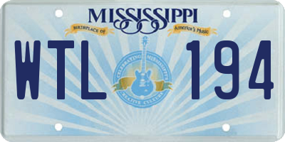 MS license plate WTL194