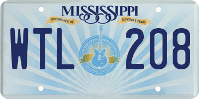 MS license plate WTL208