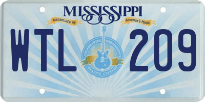 MS license plate WTL209