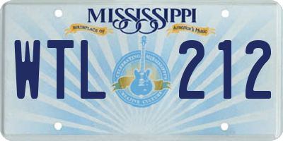MS license plate WTL212