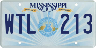 MS license plate WTL213