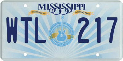 MS license plate WTL217