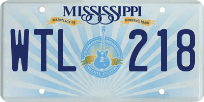MS license plate WTL218